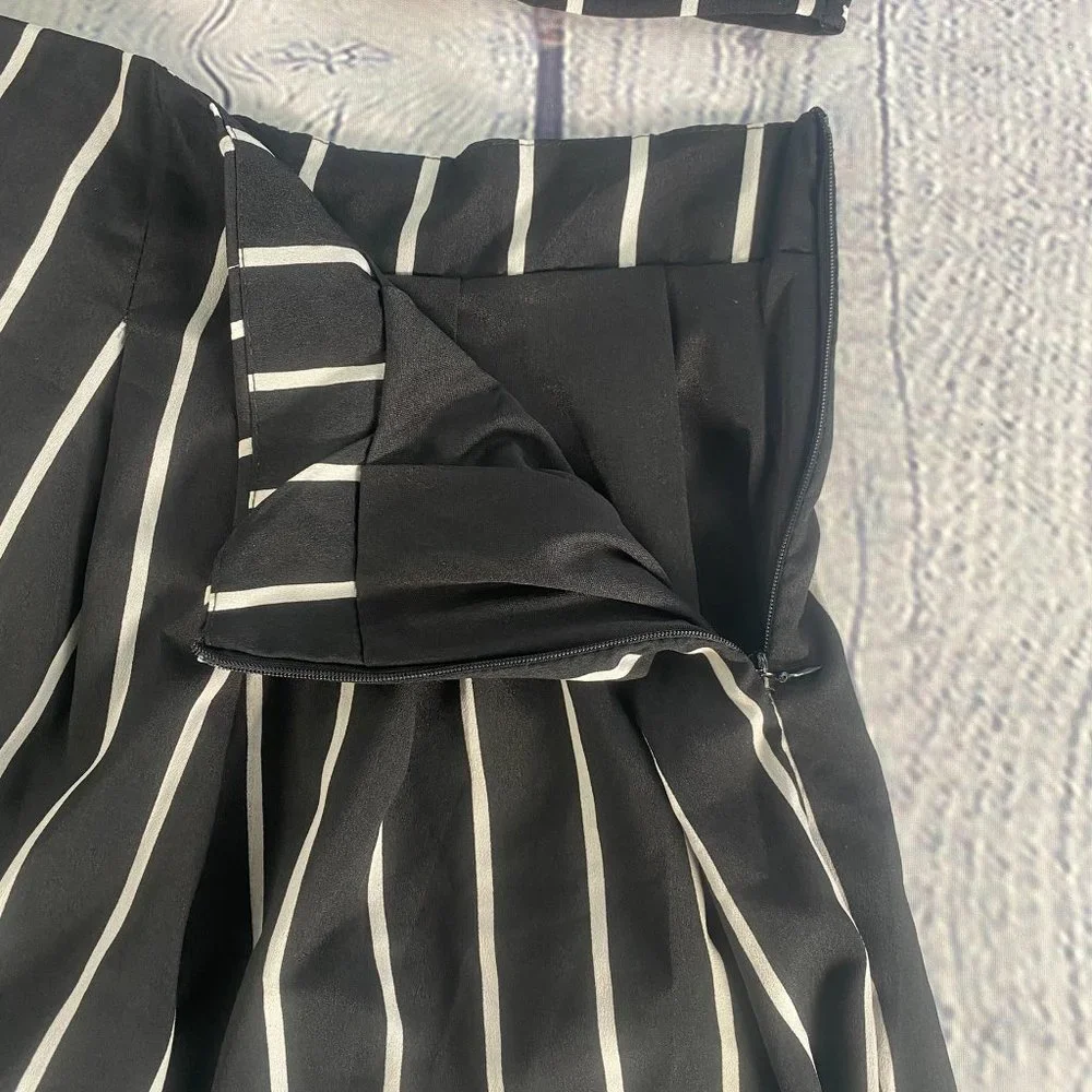 Shein Stripe Open Back Crop Cami Top And  Shorts Set - Picture 5 of 8
